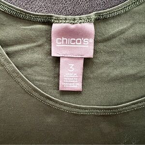 Chico's Size 3 Green Tank Top Wrinkle free Nylon And Spandex